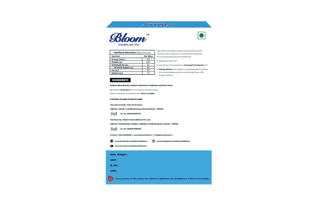 Bloom Baking Powder    Box  100 grams